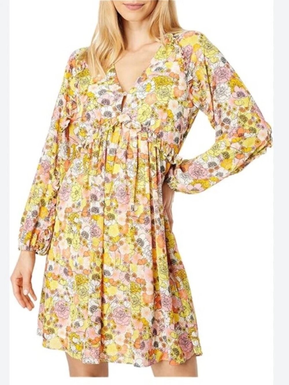 BCBGeneration Ruffle Floral Mini Dress Women's Size 10‎